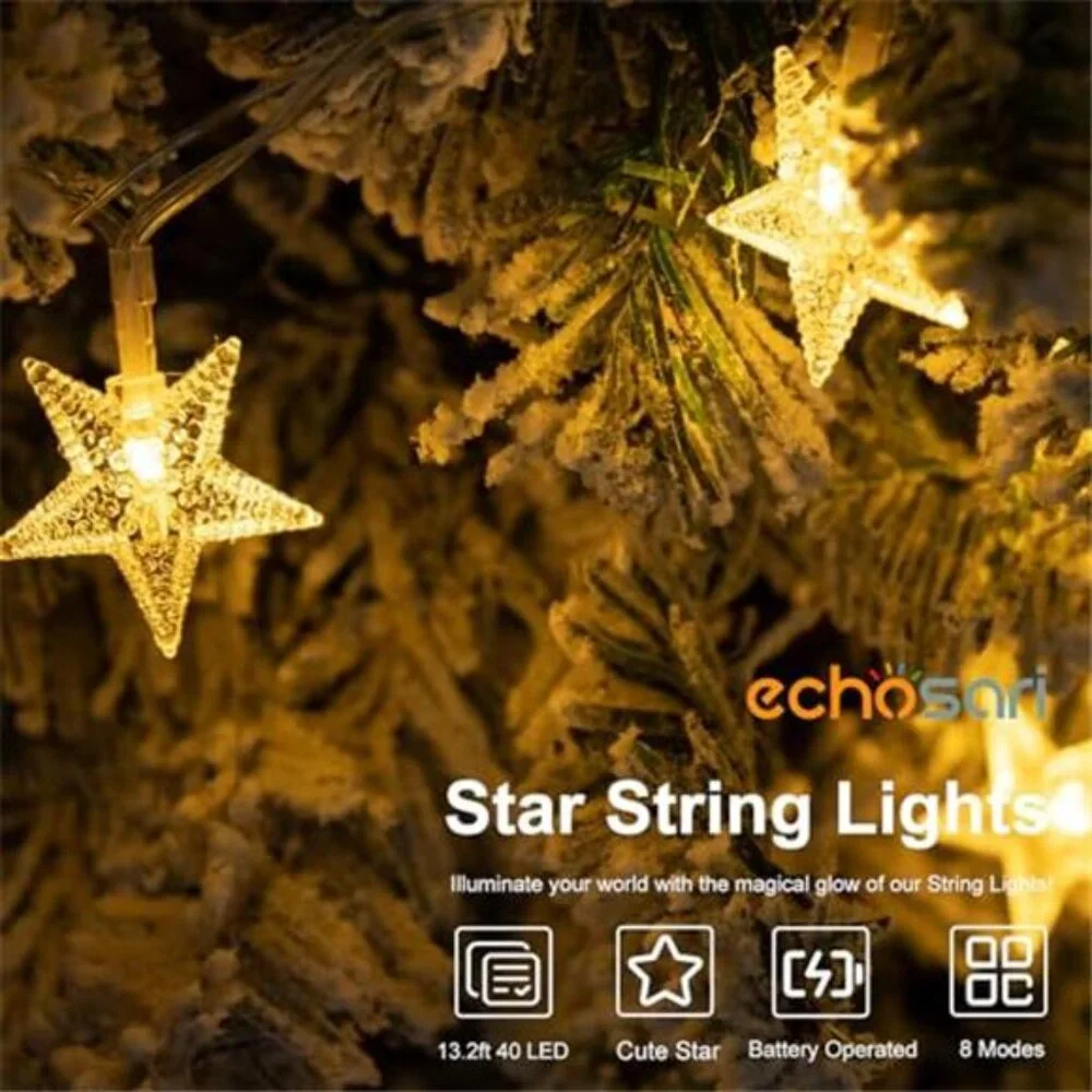 Star String Lights Battery Operated Fairy Lights LED 13ft Bedroom Party Decor